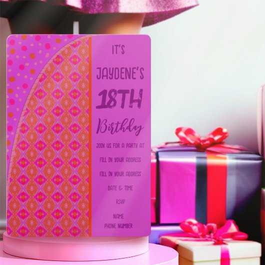 パープルピンクオレンジピーチダイヤモンドドット招待状 招待状