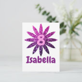 パープルピンクオンブル きらきら 花 オーダーメイド 名前 年齢 ポストカード (スタンド正面)