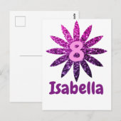 パープルピンクオンブル きらきら 花 オーダーメイド 名前 年齢 ポストカード (正面/裏面)