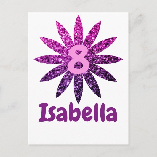 パープルピンクオンブレ輝く花 オーダーメイド 名前 年齢 ポストカード (正面)