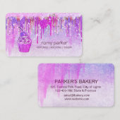 パープルピンクカップケーキホームベーカリーペストリードリップ 名刺 (正面/裏面)