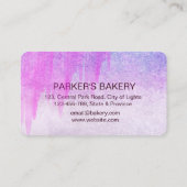 パープルピンクカップケーキホームベーカリーペストリードリップ 名刺 (裏面)