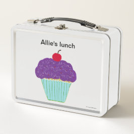パープルピンクカップケーキ メタルランチボックス
