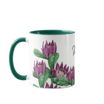 パープルピンクキングプロテアウォーターカラーハンド絵を描