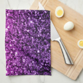 パープルピンクグラデーショングリッターのキラキラ キッチンタオル (四つ折り)
