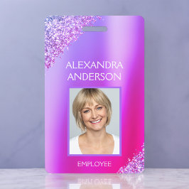 パープルピンクグラデーショングリッターオフィスビジネス バッジ