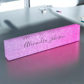 パープルピンクグラデーショングリッタースパーガーリークル デスクネームプレート