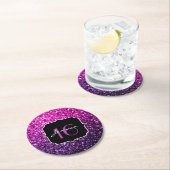 パープルピンクグラデーショングリッタースパークルズスウィート16 ラウンドペーパーコースター (インサイチュ)