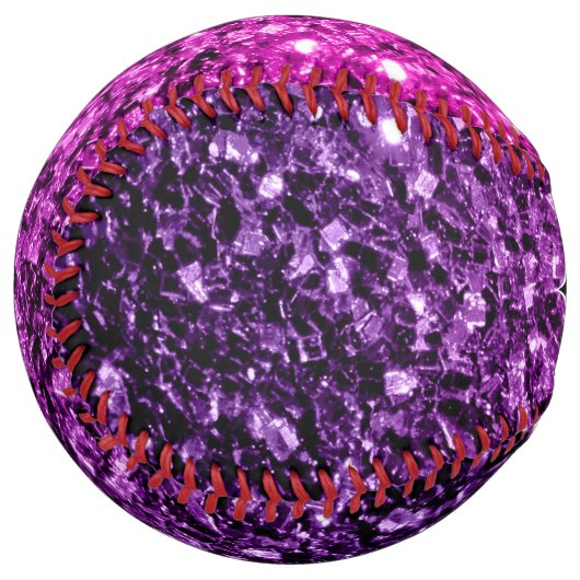 パープルピンクグラデーショングリッタースパークルモノグラム名 ソフトボール (正面左)