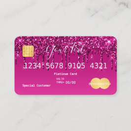 パープルピンクグリッタークレジット 名刺