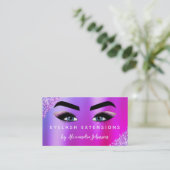 パープルピンクグリッタースパークルアイドラッシュエクステンション 名刺 (スタンド正面)