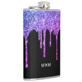 パープルピンクグリッタードリップスパークルモノグラム フラスク (右)