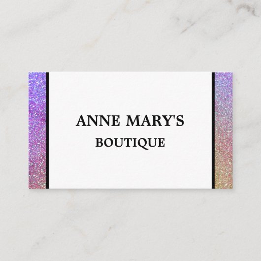 パープルピンクグリッターヘアサロンスパブティッククール 名刺 (正面)