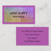 パープルピンクグリッターヘアサロンスパブティック 名刺 (正面/裏面)