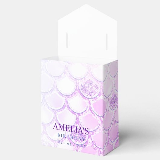 パープルピンクグリッターマーメイドテール誕生日 フェイバーボックス (オープン)