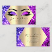 パープルピンクグリッターメイクアップアーティストラッシュ金ゴールド 名刺 (正面/裏面)