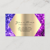 パープルピンクグリッターメイクアップアーティストラッシュ金ゴールド 名刺 (裏面)
