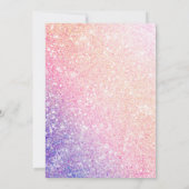 パープルピンクグリッター誕生日 招待状 (裏面)