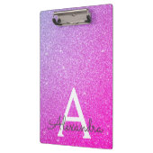 パープルピンクグリッター&スパークルモノグラムスクール クリップボード (左)
