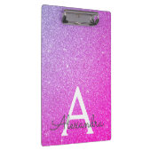 パープルピンクグリッター&スパークルモノグラムスクール クリップボード (右)