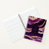 パープルピンクゲードモダン抽象芸術ブラックアゲート ノートブック (内部)