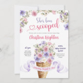 パープルピンクサマーメドーアイスクリームブライダルシャワー 招待状 (正面)