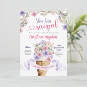 パープルピンクサマーメドーアイスクリームブライダルシャワー 招待状 (スタンド正面)