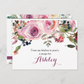 パープルピンクシックバラフローラレシピカード ポストカード (正面/裏面)