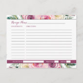 パープルピンクシックバラフローラレシピカード ポストカード (裏面)