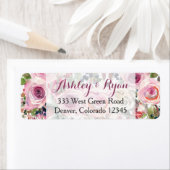 パープルピンクシックバラフローラ結婚ズ住所 シール (インサイチュ)