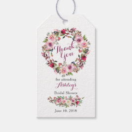 パープルピンクシックバラブライダルシャワーサンキュー ギフトタグ