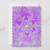 パープルピンクシルバーウィンターワンダーランドスウィート16 招待状 (裏面)