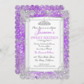 パープルピンクシルバーウィンターワンダーランドスウィート16 招待状 (正面/裏面)