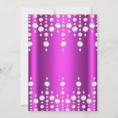 パープルピンクシルバージェムティアラスウィート16誕生日 招待状 (裏面)