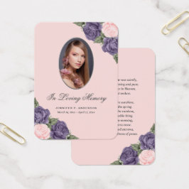 パープルピンクシルバーメモリアル葬儀祈りの言葉カード