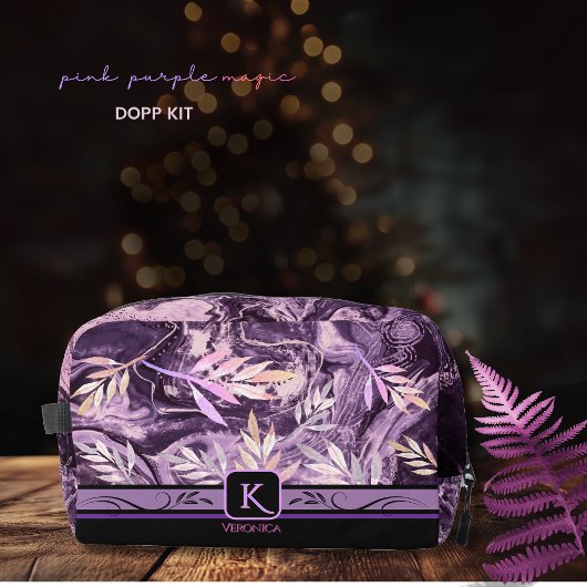 パープルピンクジェムストーンモノグラモダンム ドップキット