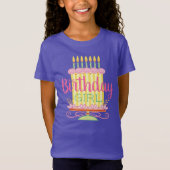 パープルピンクスイーツお洒落誕生日ガール Tシャツ (正面)