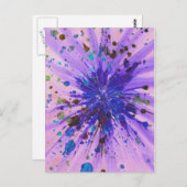 パープルピンクスターバストアクリル（ばちゃばちゃ）跳ねる絵画ズ ポストカード (正面/裏面)