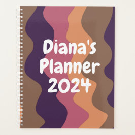 パープルピンクストライプ曲線カラフルはっきりしたカスタム プランナー手帳