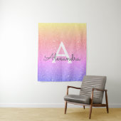 パープルピンクスパークルグリッターモノグラムタペストリー タペストリー (インサイチュ)