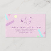 パープルピンクスプリンクルズミックスケーキデコレーター手作り 名刺 (裏面)