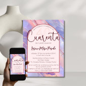 パープルピンクスペインのアゲート40歳の誕生日 招待状