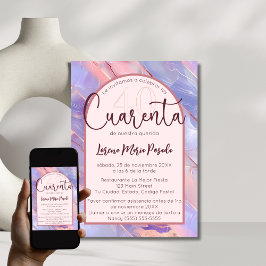 パープルピンクスペインのアゲート40歳の誕生日 招待状