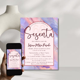 パープルピンクスペインのアゲート60誕生日 招待状