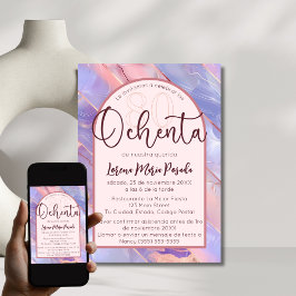 パープルピンクスペインのアゲート80誕生日 招待状
