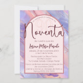 パープルピンクスペインのアゲート90誕生日 招待状 (正面)
