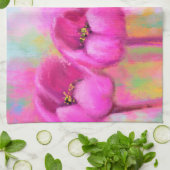 パープルピンクチューリップ – 春アートオリジナル絵画ズ キッチンタオル (折り畳み)