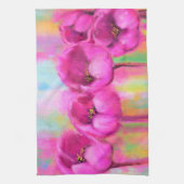 パープルピンクチューリップ – 春アートオリジナル絵画ズ キッチンタオル (縦)
