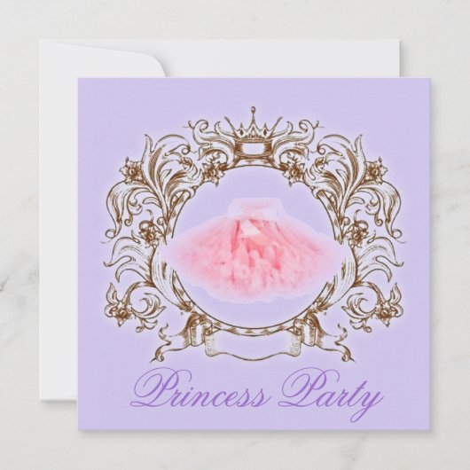 パープルピンクツツプリンセス誕生日パーティーの招待 招待状 (正面)