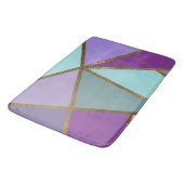 パープルピンクティール（緑がかった色）ターコイズ&ブロンズ金ゴールド幾何学模様 バスマット (アングル)